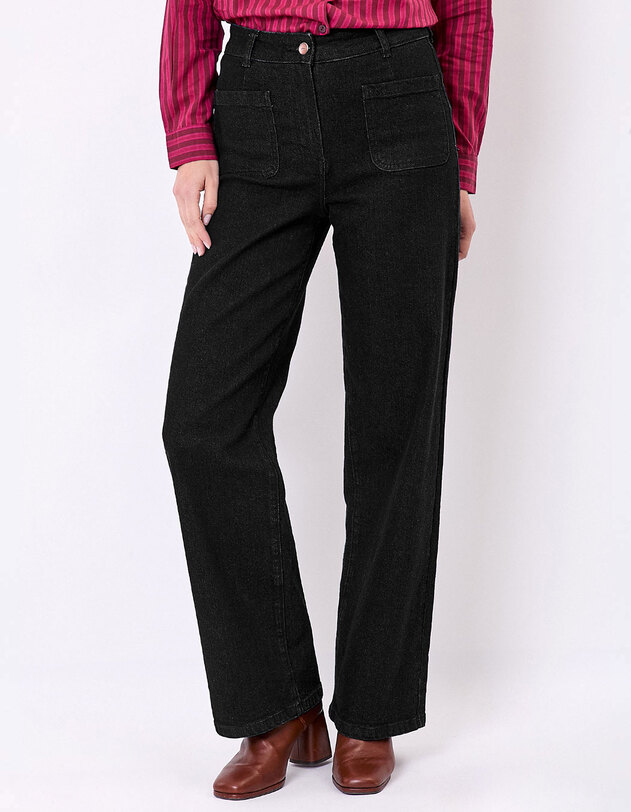 Jean large denim coton stretch imprim&eacute; La Fianc&eacute;e