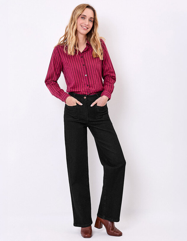 Jean large denim coton stretch imprim&eacute; La Fianc&eacute;e