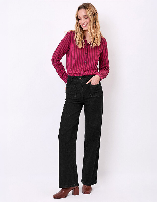 Jean large denim coton stretch imprim&eacute; La Fianc&eacute;e