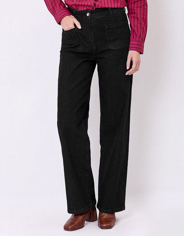 Jean large denim coton stretch imprim&eacute; La Fianc&eacute;e
