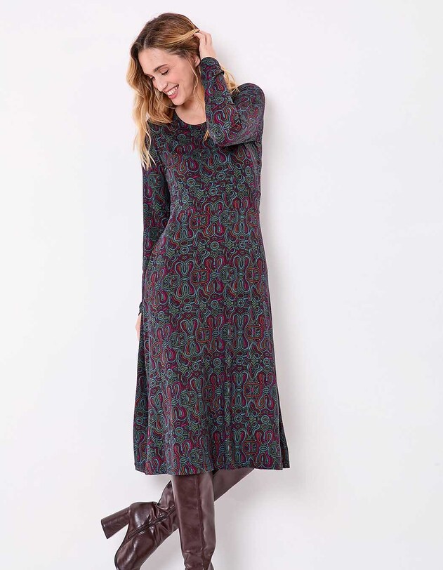 Robe midi maille fluide imprim&eacute; La Fianc&eacute;e
