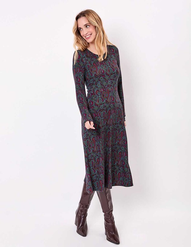 Robe midi maille fluide imprim&eacute; La Fianc&eacute;e