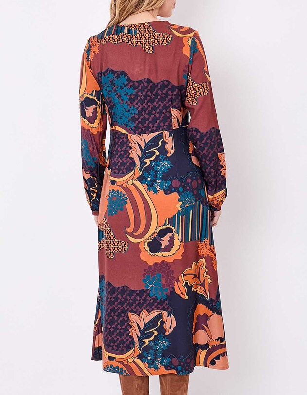 Robe midi fluide col V imprim&eacute; La Fianc&eacute;e