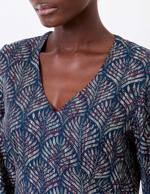 Robe midi fluide col V imprim&eacute; La Fianc&eacute;e
