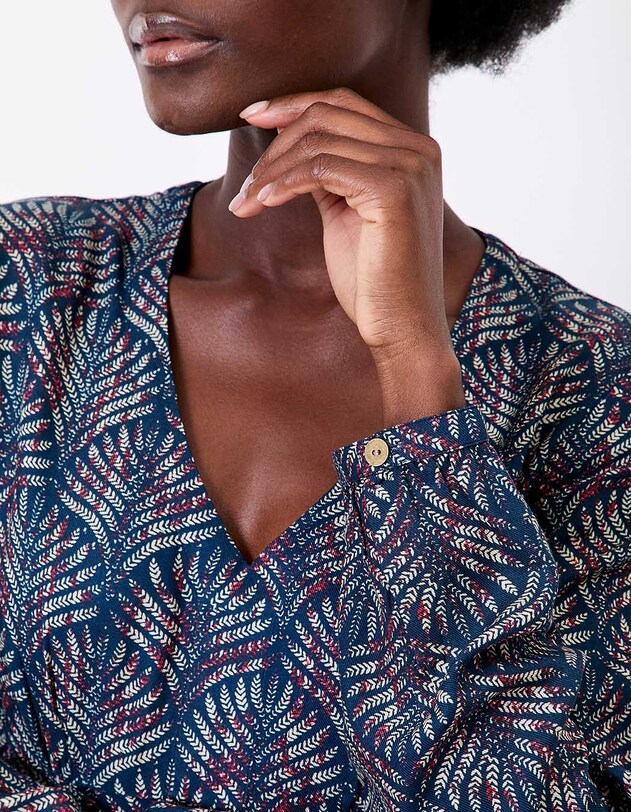 Robe midi fluide col V imprim&eacute; La Fianc&eacute;e