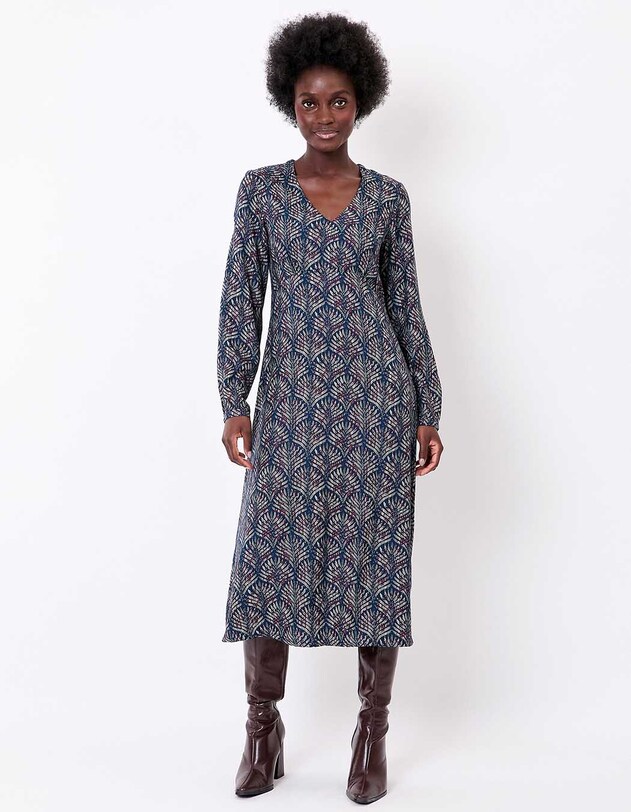 Robe midi fluide col V imprim&eacute; La Fianc&eacute;e