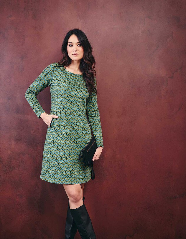 Robe courte maille jacquard imprim&eacute; La Fianc&eacute;e