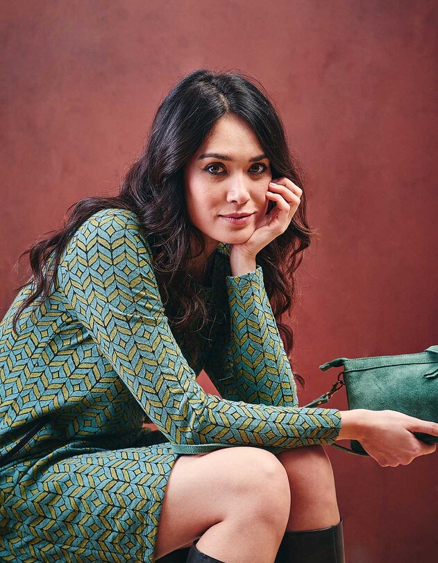 Robe courte maille jacquard imprim&eacute; La Fianc&eacute;e