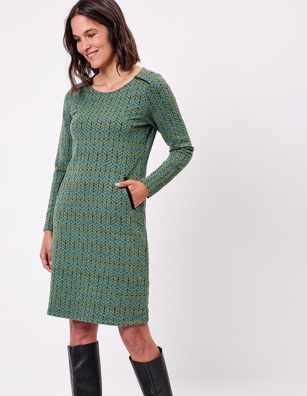Robe courte maille jacquard imprim&eacute; La Fianc&eacute;e