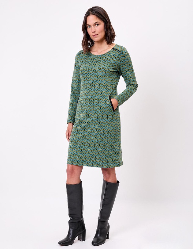 Robe courte maille jacquard imprim&eacute; La Fianc&eacute;e