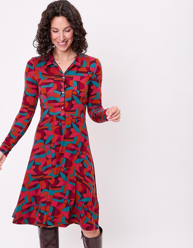 Robe chemise maille fluide imprim&eacute; La Fianc&eacute;e