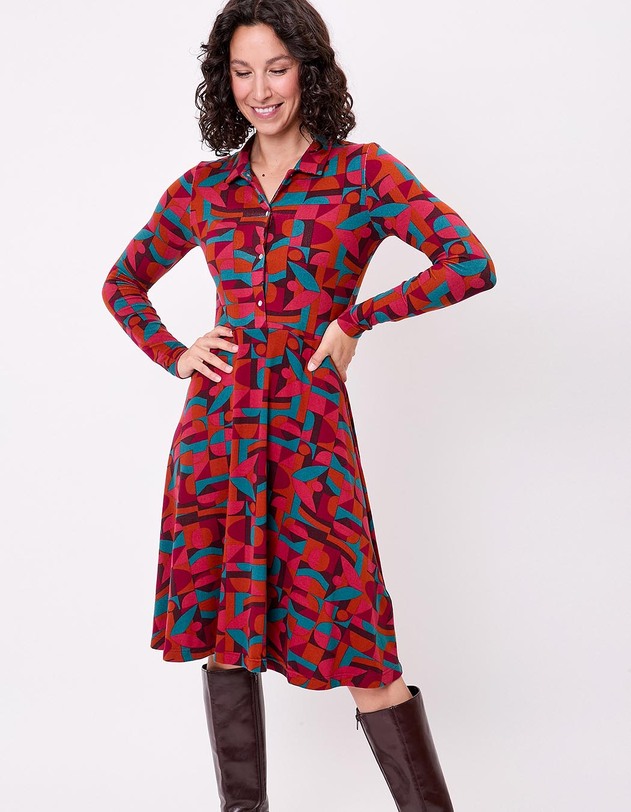Robe chemise maille fluide imprim&eacute; La Fianc&eacute;e