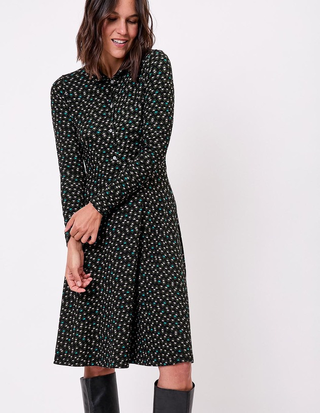 Robe chemise maille fluide imprim&eacute; La Fianc&eacute;e