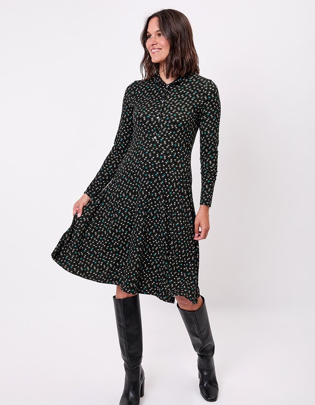 Robe chemise maille fluide imprim&eacute; La Fianc&eacute;e