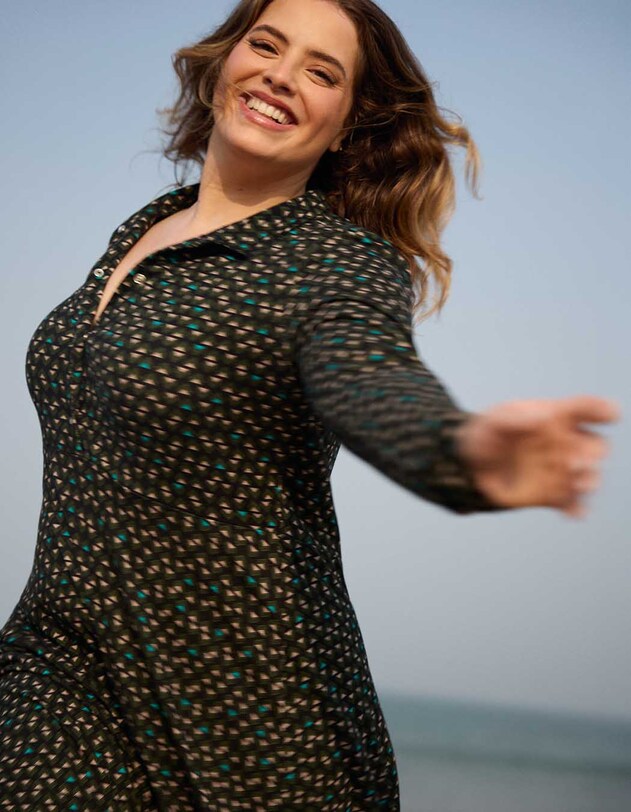 Robe chemise maille fluide imprim&eacute; La Fianc&eacute;e