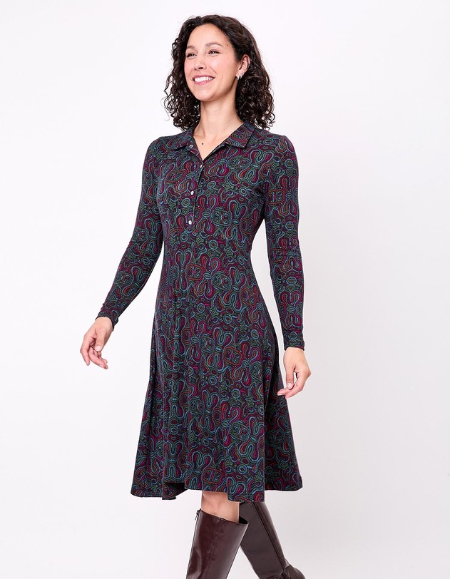 Robe chemise maille fluide imprim&eacute; La Fianc&eacute;e