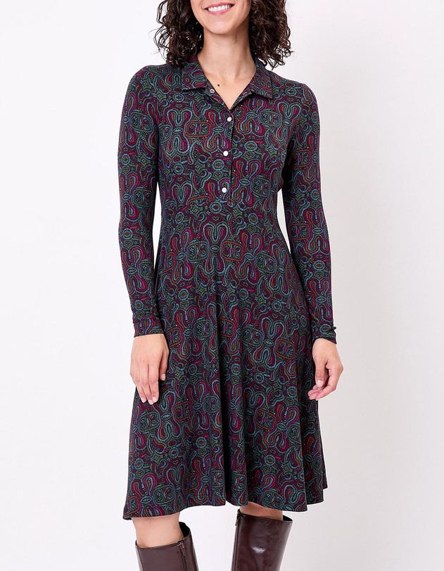 Robe chemise maille fluide imprim&eacute; La Fianc&eacute;e
