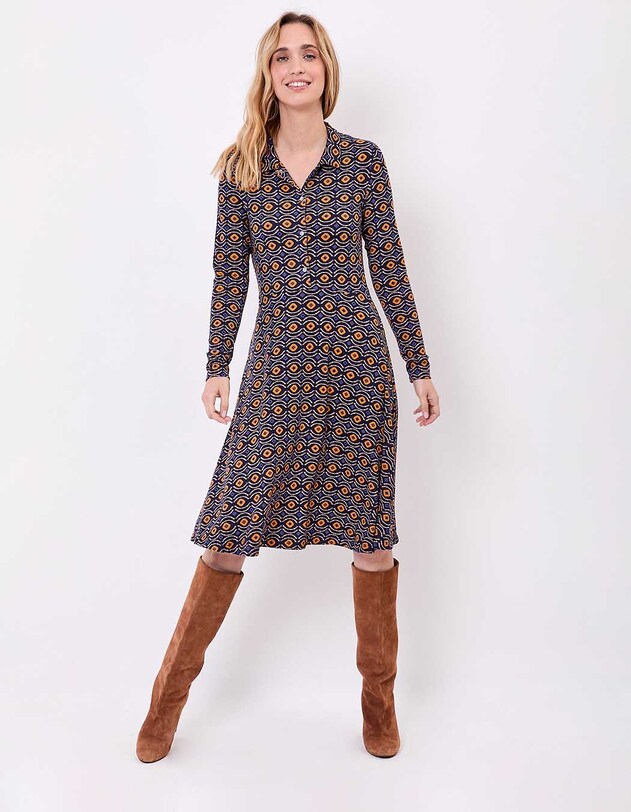 Robe chemise maille fluide imprim&eacute; La Fianc&eacute;e