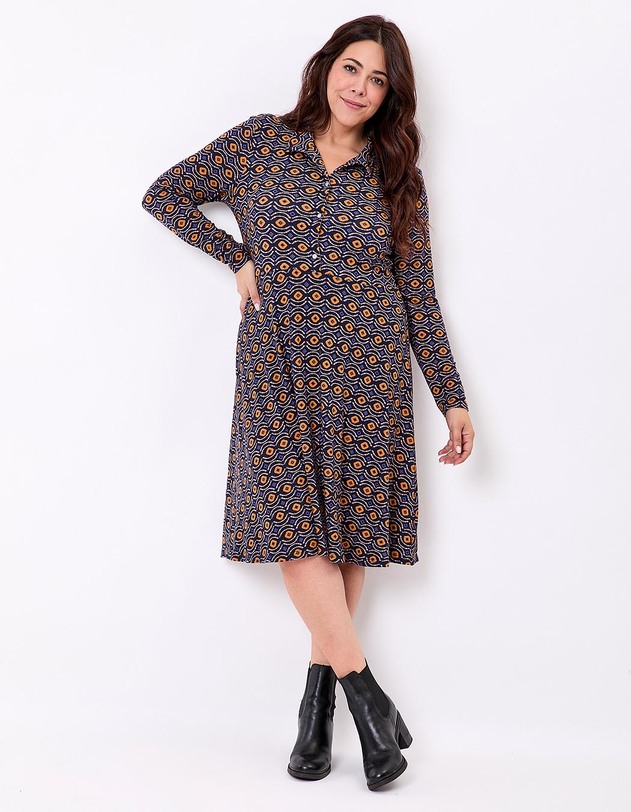 Robe chemise maille fluide imprim&eacute; La Fianc&eacute;e