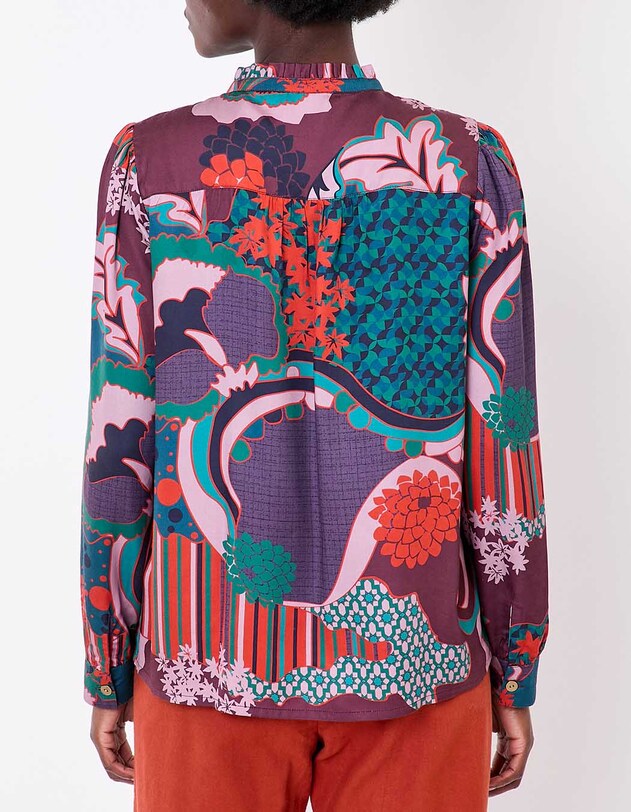 Blouse fluide volants imprim&eacute; La Fianc&eacute;e
