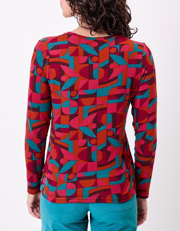 T-shirt fluide col V maille imprim&eacute; La Fianc&eacute;e