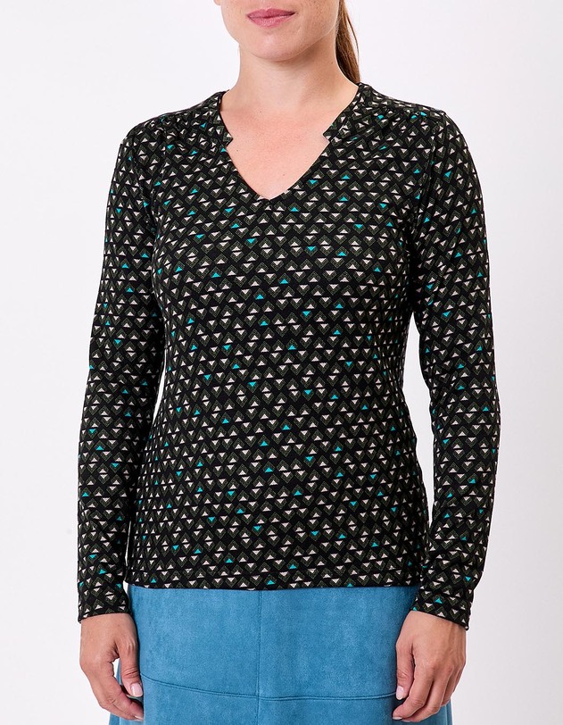 T-shirt fluide col V maille imprim&eacute; La Fianc&eacute;e