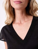 Tee shirt gaze de coton bio brodé imprimé La Fiancée