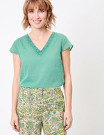 Tee shirt gaze de coton bio brodé imprimé La Fiancée