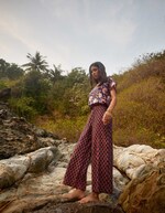 Pantalon large viscose lin 7/8 imprimé La Fiancée