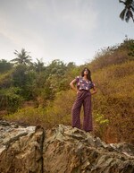 Pantalon large viscose lin 7/8 imprimé La Fiancée