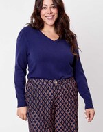 Pull maille col V femme imprimé La Fiancée
