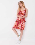 Robe fluide sans manches avec ceinture imprimé La Fiancée
