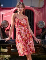 Robe fluide sans manches avec ceinture imprimé La Fiancée
