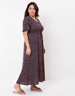 Robe longue fluide viscose lin imprimé La Fiancée