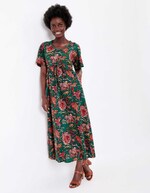 Robe longue fluide viscose lin imprimé La Fiancée