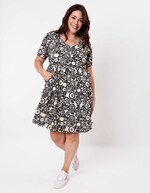 Robe évasée coton bio doublé imprimé La Fiancée