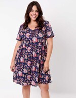 Robe évasée coton bio doublé imprimé La Fiancée