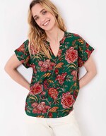 Top fluide col tunisien viscose lin imprimé La Fiancée