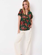 Top fluide col tunisien viscose lin imprimé La Fiancée