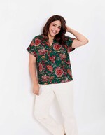Top fluide col tunisien viscose lin imprimé La Fiancée
