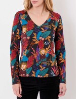 T-shirt col v imprimé coton bio imprimé La Fiancée