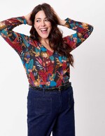 T-shirt col v imprimé coton bio imprimé La Fiancée