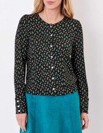 Gilet maille fine boutonnée imprimé La Fiancée