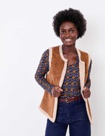 Gilet long sherpa sans manche r&eacute;versible imprim&eacute; La Fianc&eacute;e