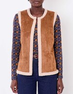 Gilet long sherpa sans manche r&eacute;versible imprim&eacute; La Fianc&eacute;e