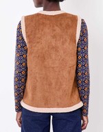 Gilet long sherpa sans manche r&eacute;versible imprim&eacute; La Fianc&eacute;e