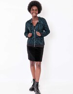 Sweat zippé maille jacquard imprimé La Fiancée