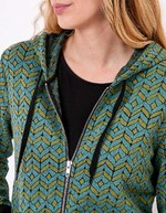 Sweat zippé maille jacquard imprimé La Fiancée