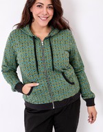Sweat zippé maille jacquard imprimé La Fiancée