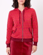 Sweat zippé maille jacquard imprimé La Fiancée